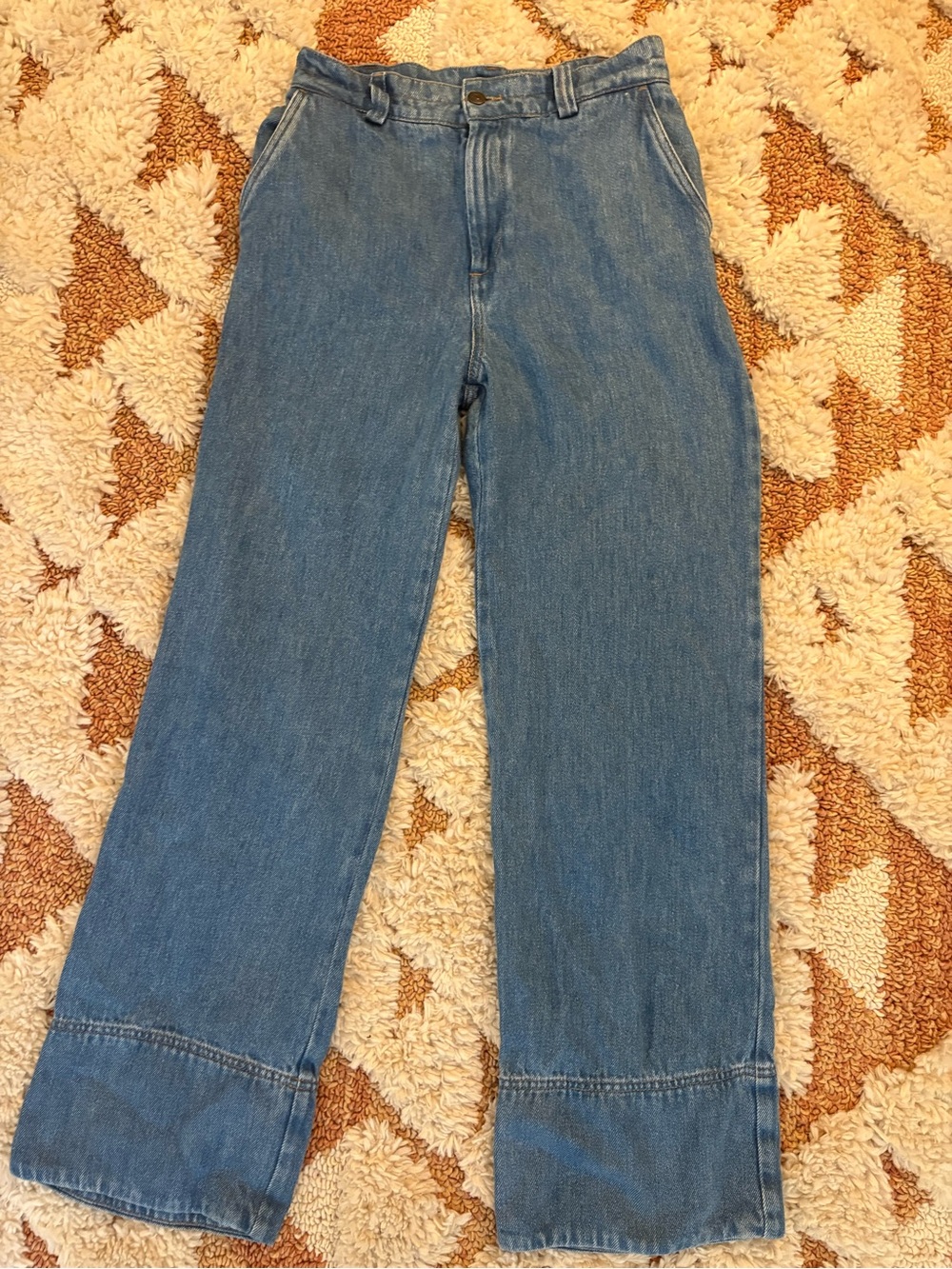 BENSIMON size 38 Classic Straight Leg Denim Jeans in Light Blue